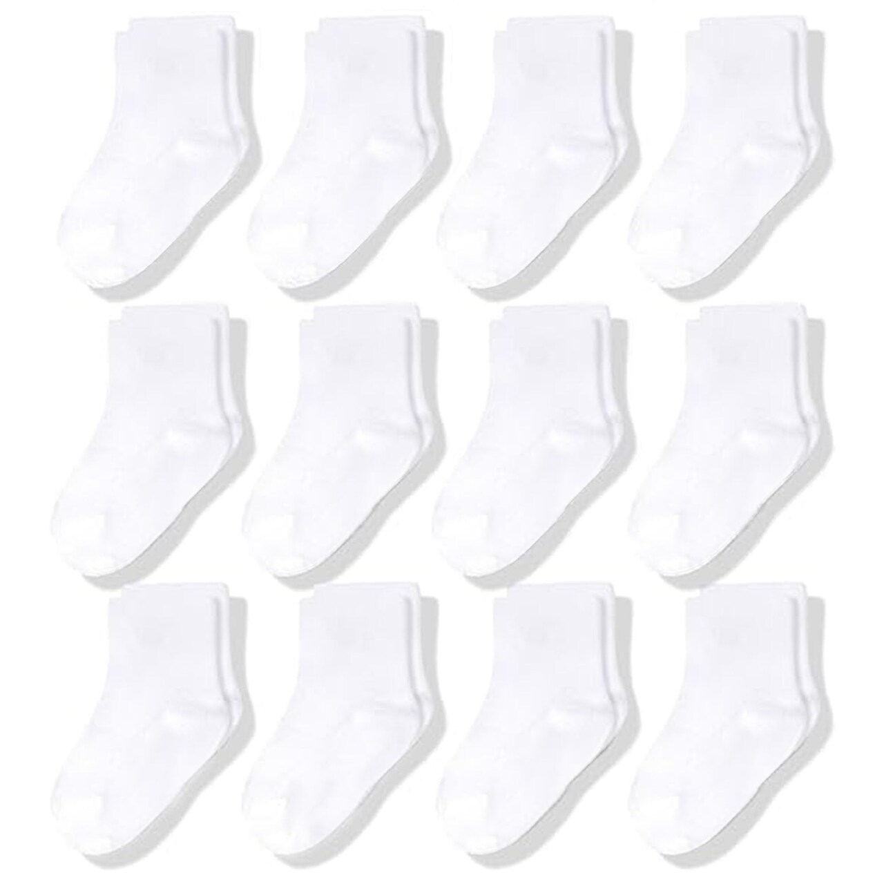 CozyWay Crew Cotton Baby Socks - 12 Pack Stretch Newborn Socks For All Day Comfort, Baby Socks 0-6 Months, Infant Socks, White, 0-6 Months, Unisex